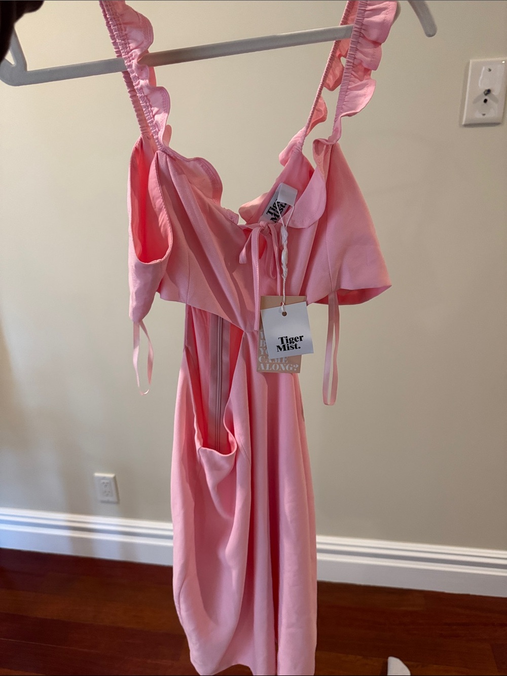Tiger Mist Pink Ruffle-Trim Mini Dress